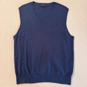 Polo Ralph Lauren V Neck Sweater Vest Mens MEDIUM Pima Cotton Navy